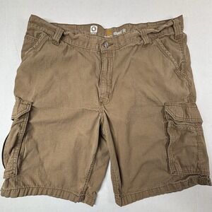 Carhartt Force Relaxed Fit Cargo Shorts Mens 40 Twill Rip Stop Pockets Khaki EUC